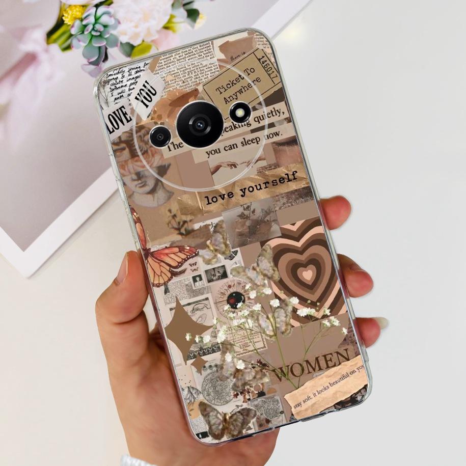 For Xiaomi Redmi A3 Case 2024 Popular Flower Soft Silicone Clear TPU Phone Cover For Xiomi Redmi A3 A 3 Bumper on RedmiA3 Fundas
