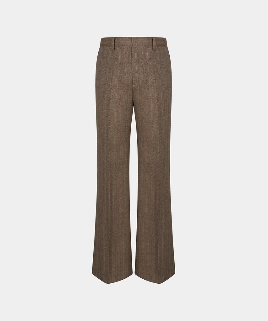 Noiseu M Striped Wool Flared Pants - Brown