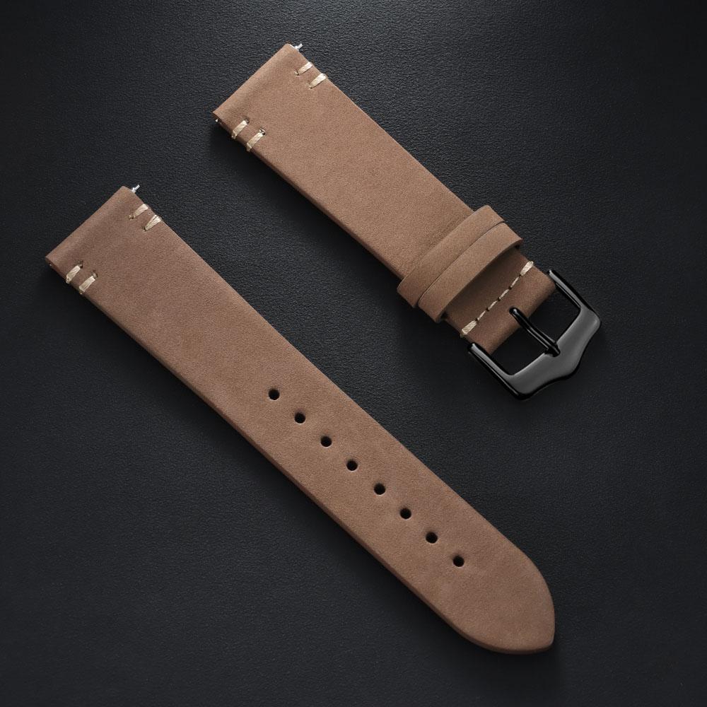 20mm 22mm Quick Release Vintage Matte Soft Suede Leather Strap Brown Watch Bands Calfskin Bracelet Women Men Watch Accessories