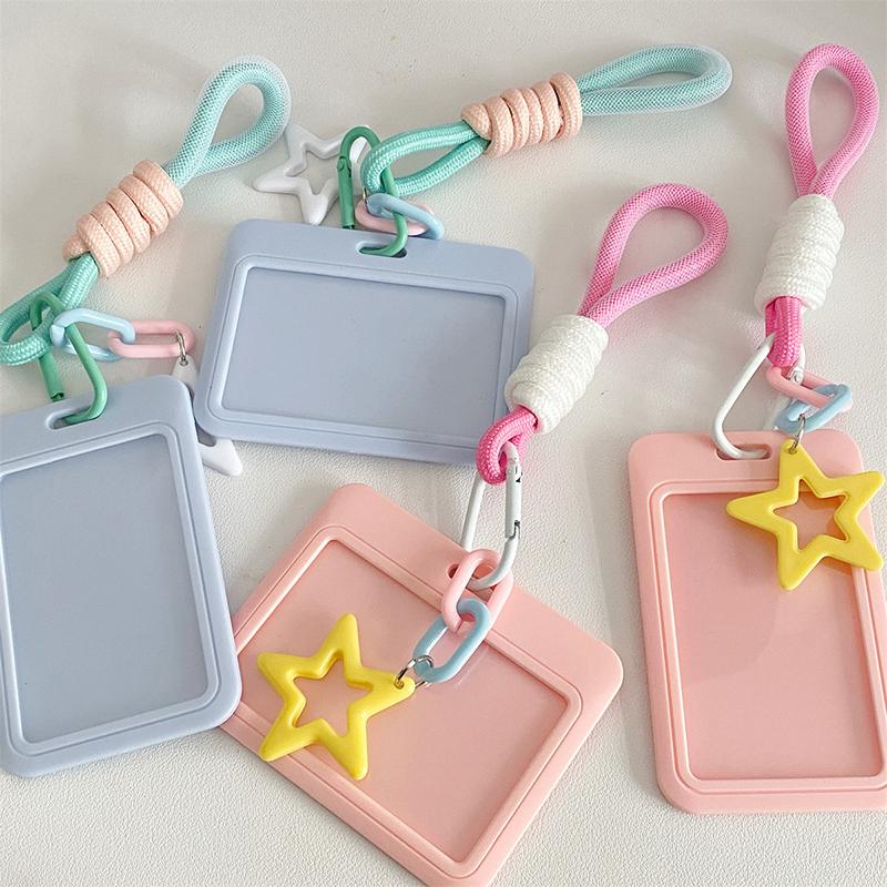 Abs Slide Kpop Photo Card Holder Anti-Lost Keychain 3 Inch Ins Idol Protective Case Bag Bus Cards Sleeves Supplies
