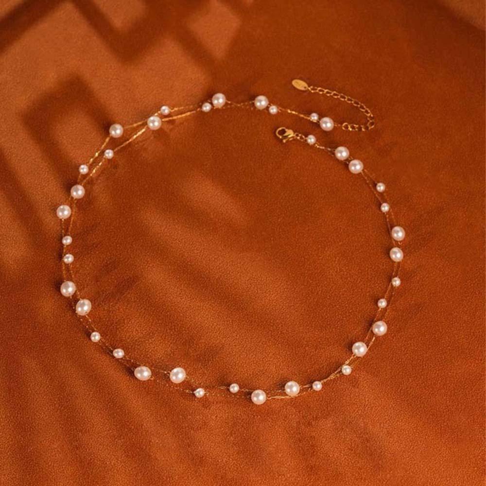 Luxury Beaded Choker Necklace Exquisite Collarbone Chain Brilliant Neck Pendant  Birthday Gift