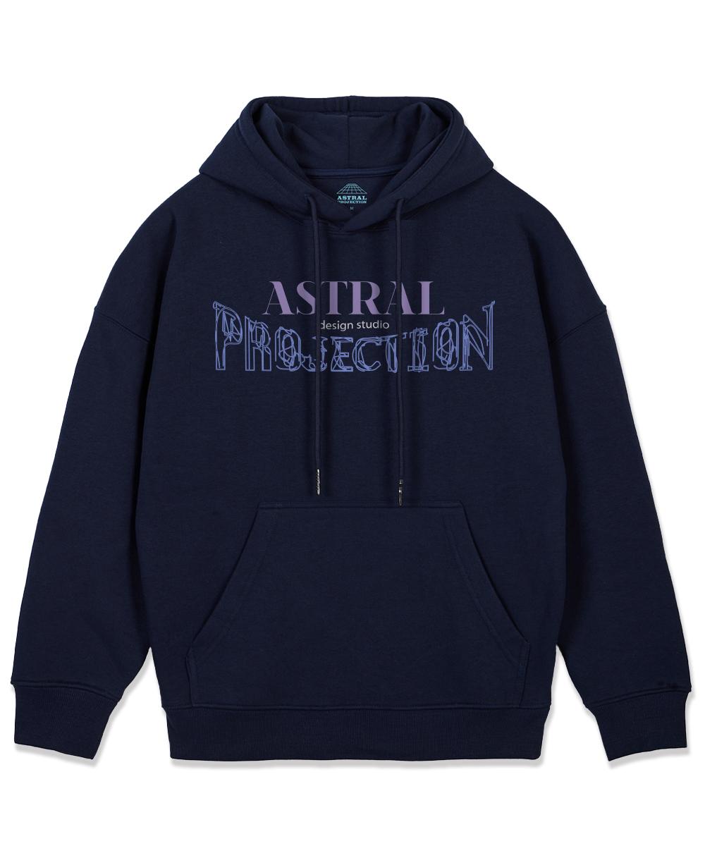 Astral Projection Arch Logo Oversized Wide Shoulder Hoodie_Navy L