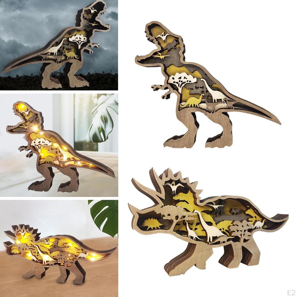 Dazzling Wooden Dinosaur Night Light for Kids' Room Decor