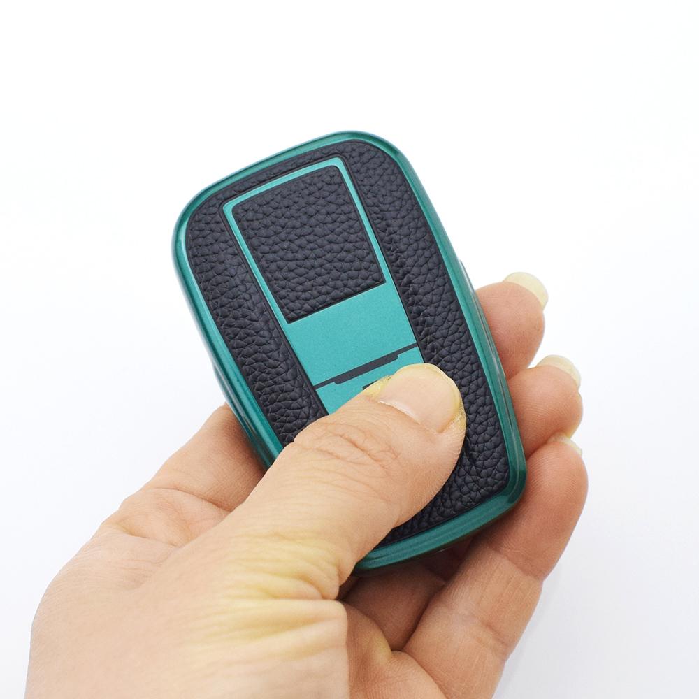2 Buttons TPU Leather Car Key Case Cover For Toyota Prius Camry Corolla CHR C-HR RAV4 Land Cruiser Prado Shell Fob Accessories