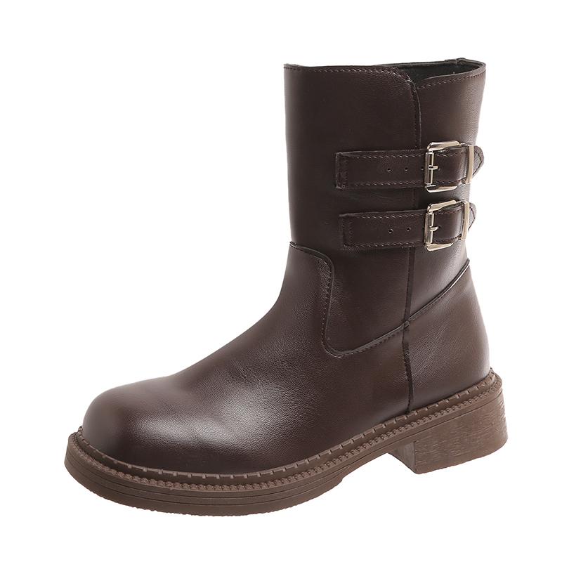 

Autumn Winter 2024 Hot Sale New Women s Boots Fashion Short Plush Round Toe Wear Resistant Shoes for Women Botines De Mujer 40 коричневый