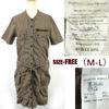 AVIREX Military No Collar Shirt Dress Women's M Khaki Uniform style(USED)