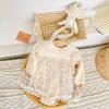 Korean Style Newborn Lace Romper - Baby Long Sleeve Bodysuit for Spring/Autumn