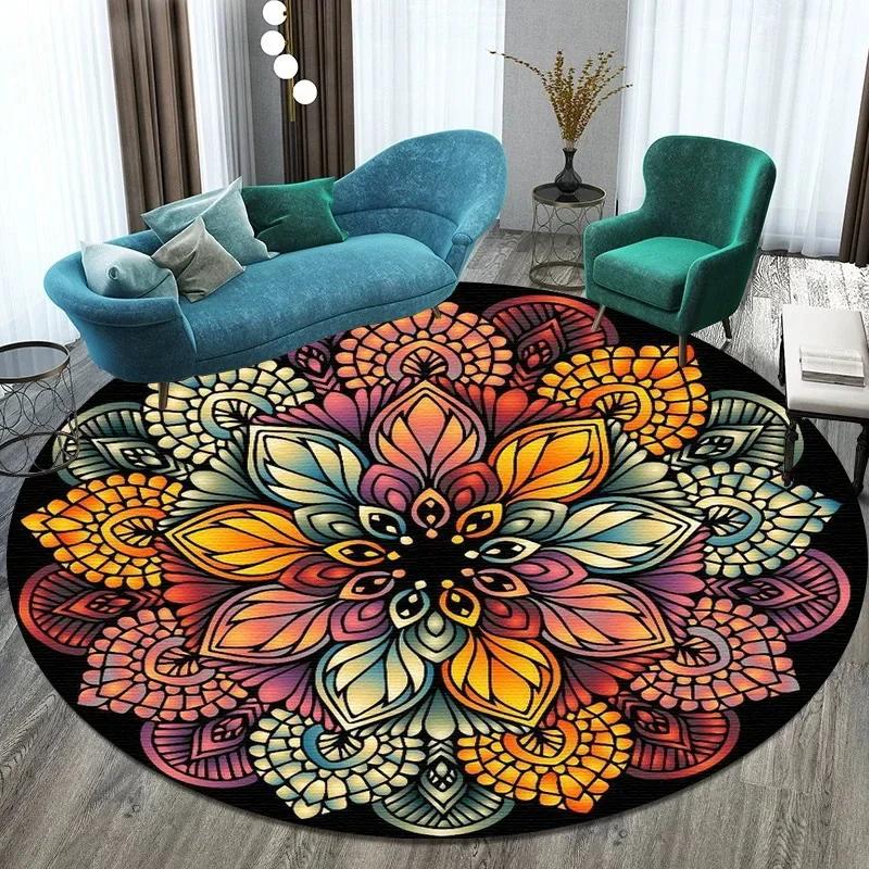 Bitcoin Round Carpet Anti-Slip Circle Area Rug Large for Home Living Room Floor Mat Bedroom Decor Chair Drum Rug Chair Doormat