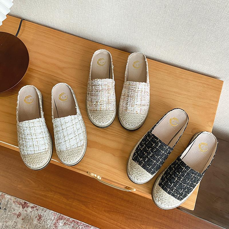 Fashion 2024 Women Espadrilles Slide Rubber Flats Sandals Hemp Knitted Mixed Color Shoes Ladies Pantuflas Slippers Femme Fisherman Mules