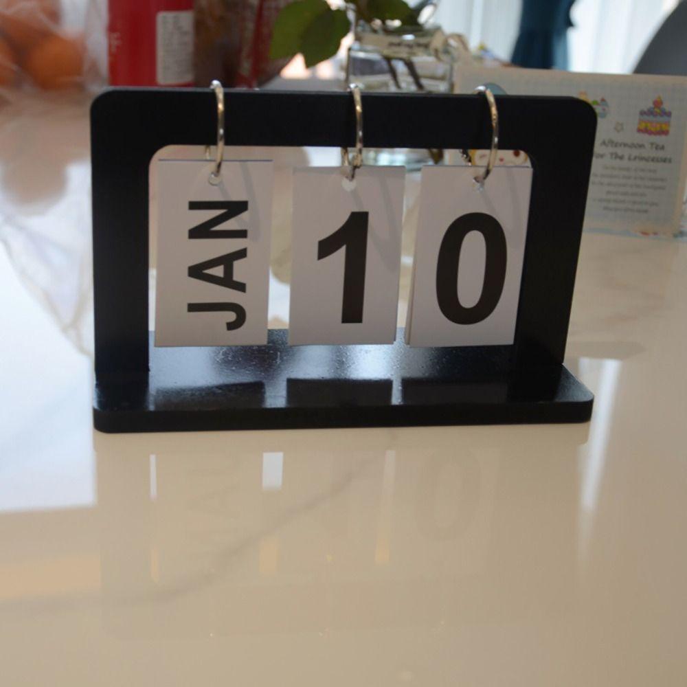 1Pcs Month Date Display Wooden Calendar Ornament Simple Craft Prop  Office Desktop Home Decoration