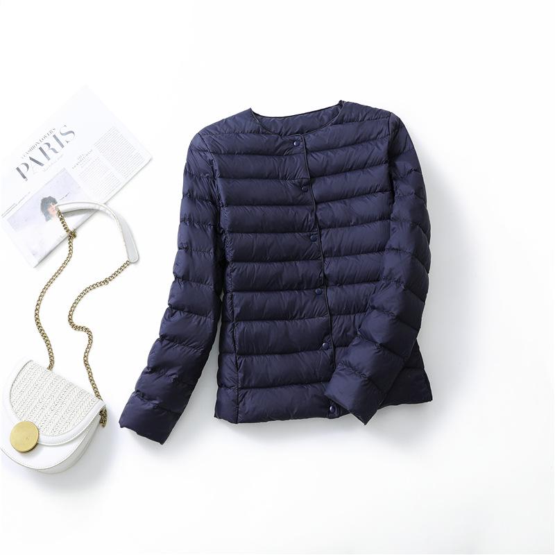 2024 Women's Lightweight Slim Fit Down Jacket: Short Style Autumn/Winter Korean Fashion, Plus Size, Round Neck, Thin Inner Layer