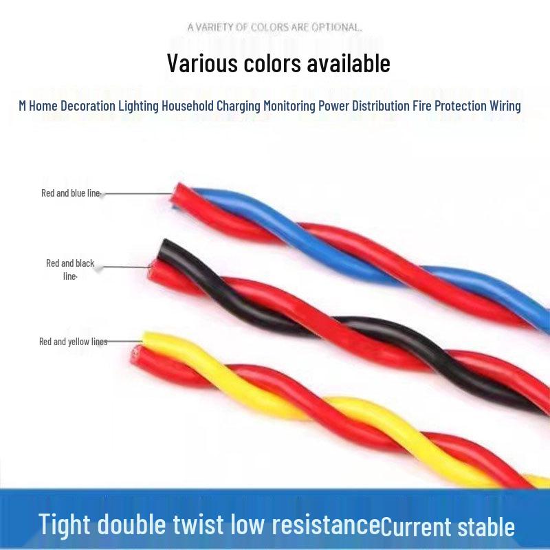 Flexible Pure Copper Twisted Pair Wire for Household Electricity - RVS 2-Core, 0.75/1.5/2.5, Fire-Resistant for Lamps