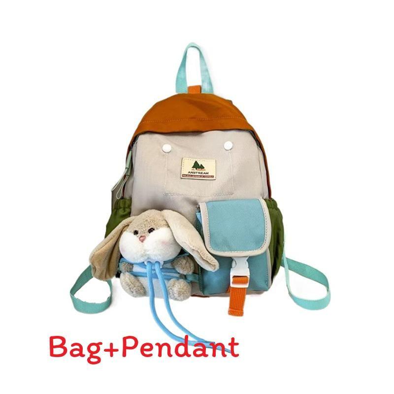 Angel Cartoon Doll Color Blocked Kids Backpack Leisure Lightweight Travel Bag оранжевый