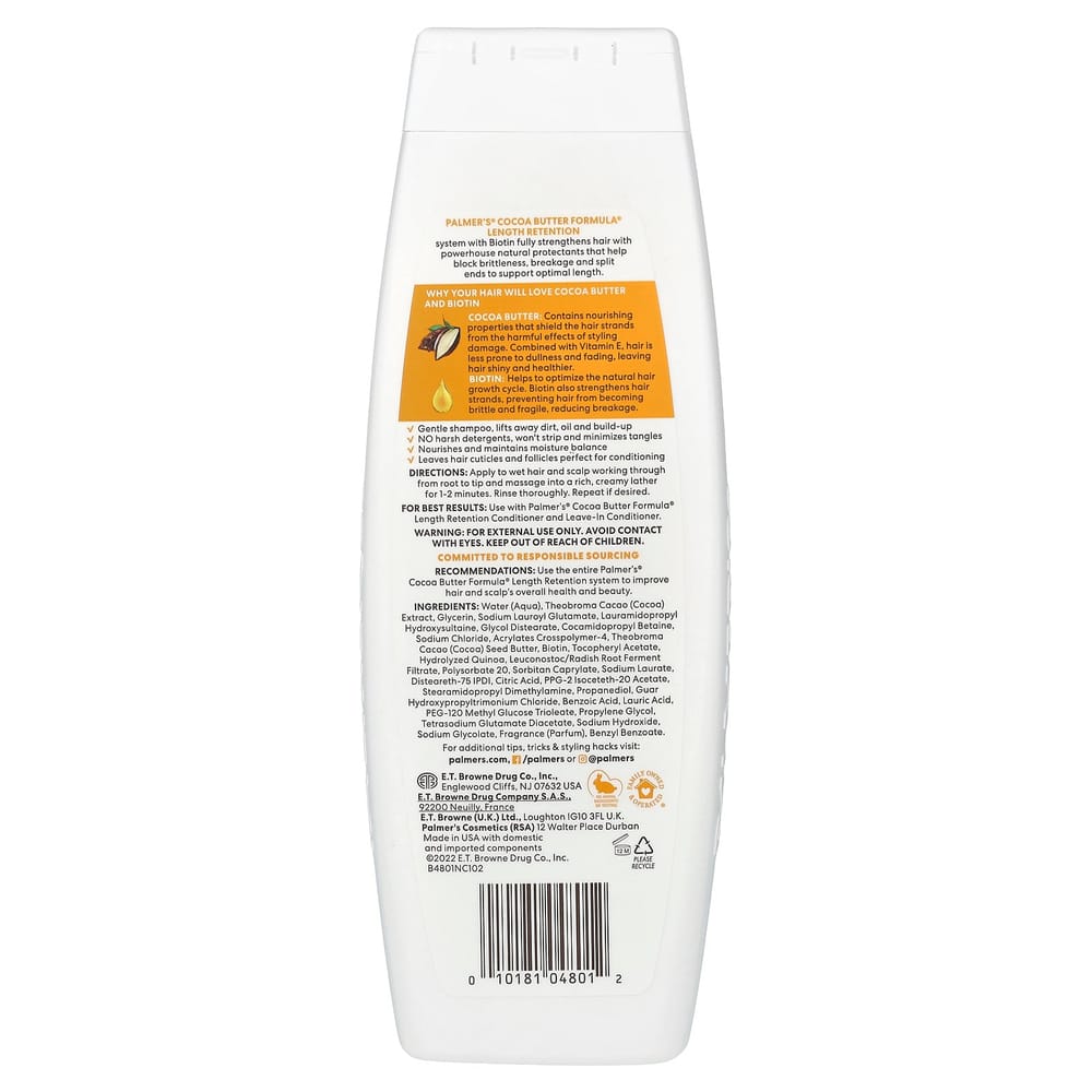 Palmer's Cocoa Butter Formula Length Retention Shampoo with Vitamin E, 400ml (13.5 Fl Oz)