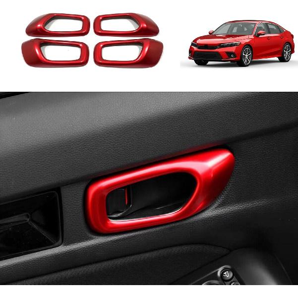 

Car Accessories Compatible with Honda Civic Sedan 11TH Gen 2022 2023 2024 2025 2026 Inner Door Handle Bezel Cover Trims Interior Frame Molding красный