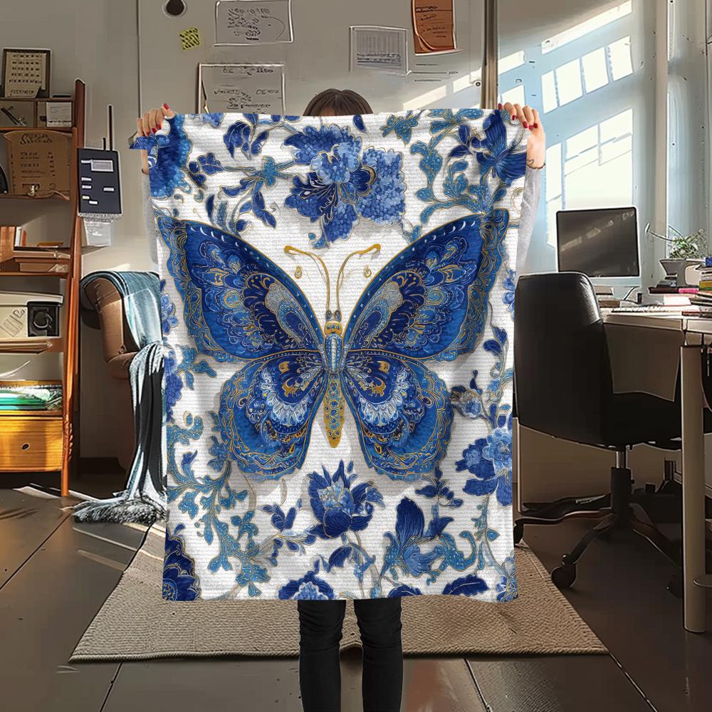 puppy vintage butterfly Print Flannel Blanket,High quality Comfortable for All Seasons,Home Decor,Warmth and Comfort,Perfect for Christmas Gifts
