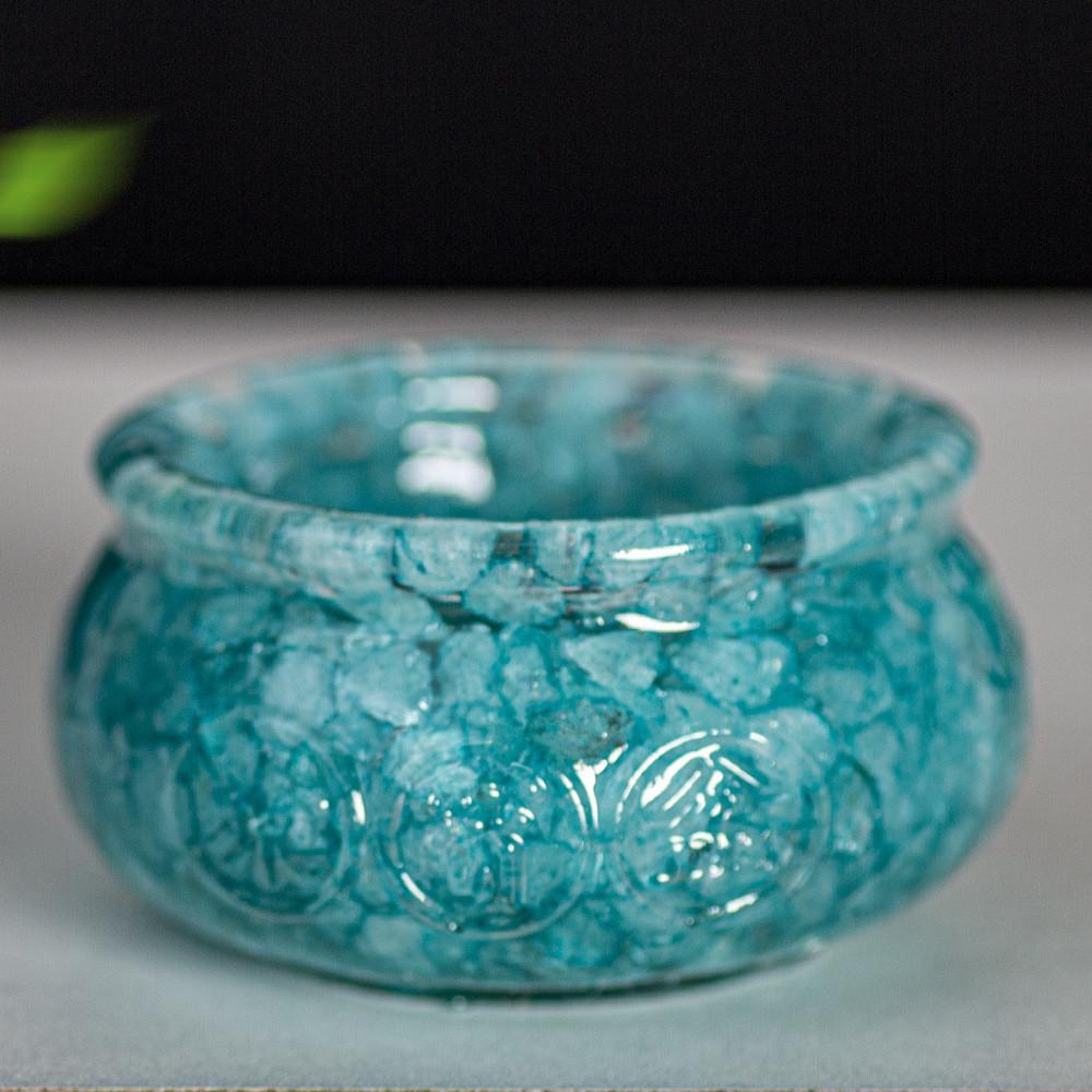 Resin Filled Natural Crystal Wealth Bowl With Handcrafted Decor For Home Gift Giving
