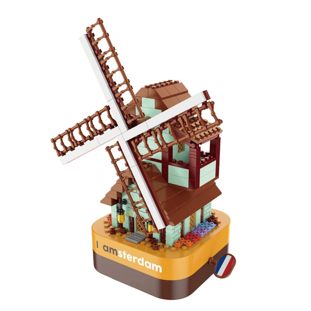 ROBOT PLAZA Block Toy Music Box 425 Pieces Children Educational Toy Birthday Gift (Windmill)