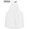 Zaprha 2025 New Arrival Sexy off-the-Shoulder Laminated Decoration Hanging Collar Tops Shirt Female Stylish 3585730