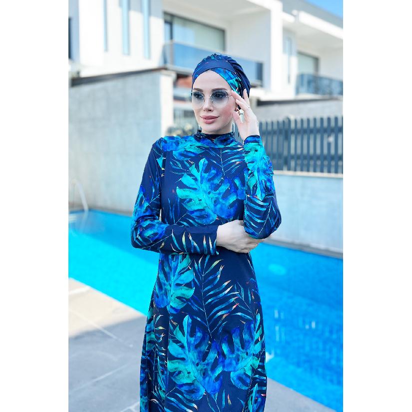 Swimsuit Women Set, Hijab Burki Set,Islamic Swimwear, Muslim Swimwear, Women Burkini,4 Pieces Set; Trousers, Tunic, Scarf, Bustier.