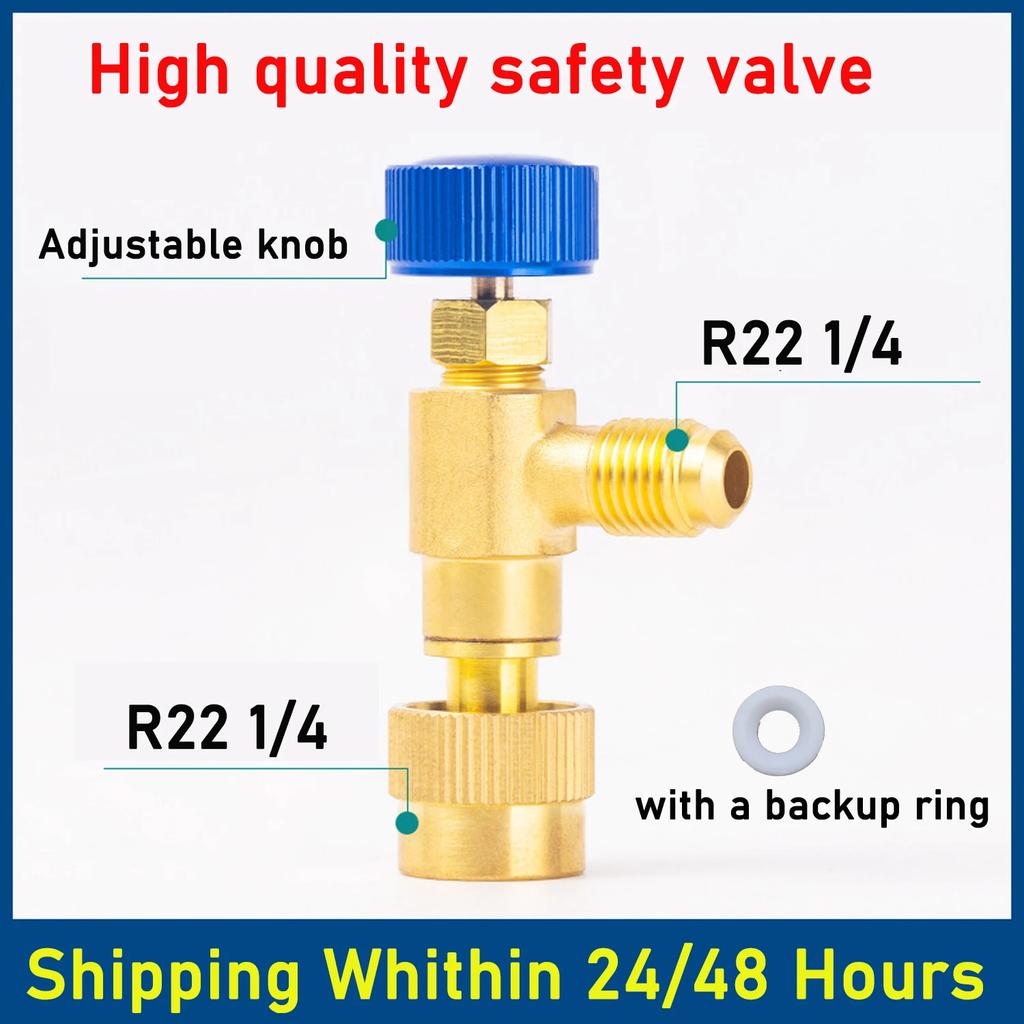 Air Conditioner Refrigerant Safety Valve for R410A & R22, 1/4" SAE 1/4" Male Adapter