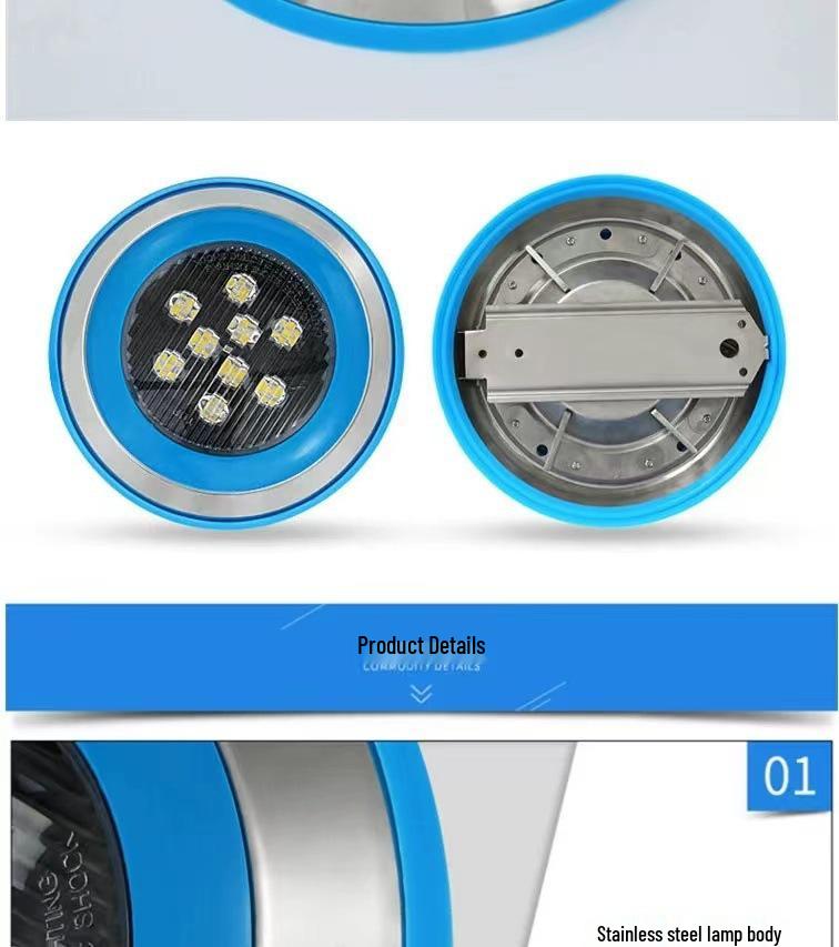 Waterproof Colorful LED Underwater Pool Light - Round Spotlight for Fish Ponds
