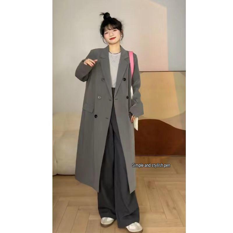 Women's 2023 Early Autumn Loose Gray Suit Jacket: Korean College-Style Windbreaker