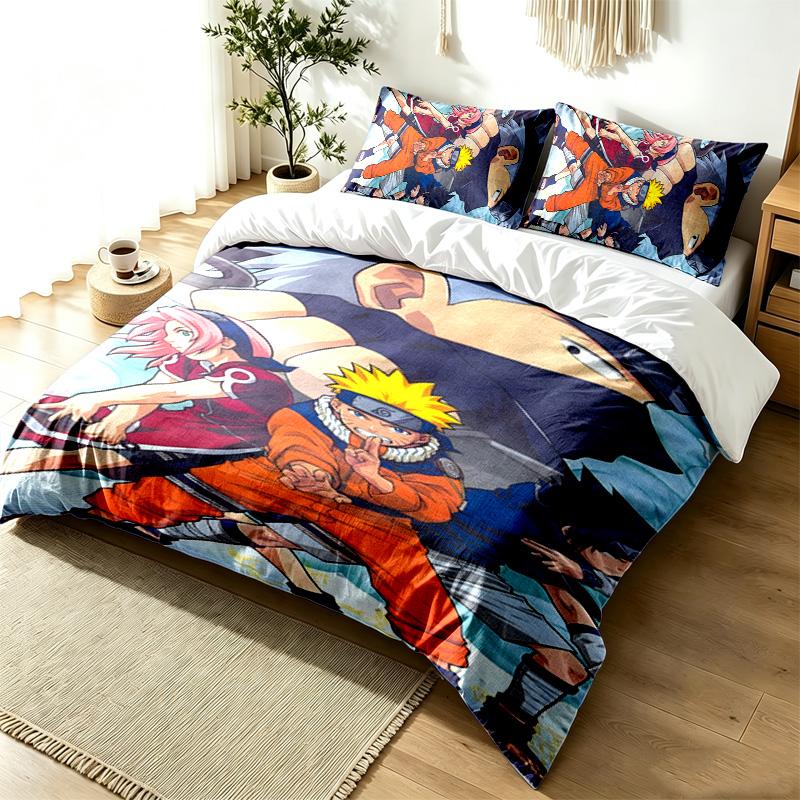 N-Narutos 3pc Duvet Cover Set Simple Modern Bedding Set Wrinkle Resistant Soft Fabric All Season Use a Perfect Gift