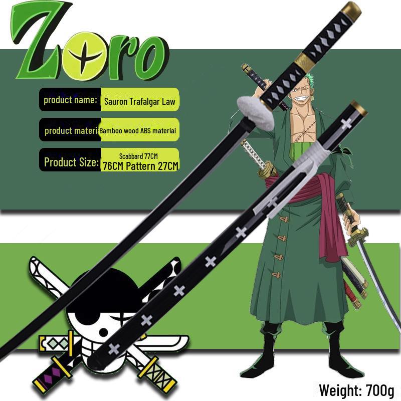 One Piece Zoro Cosplay Wooden Swords: Shusui, Sandai Kitetsu, Yubashiri, 104CM Décor