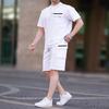 Men Solid Color 2 Piece Outfit Short Sleeve T-Shirt And Cargo Shorts Set With Zipper Pockets