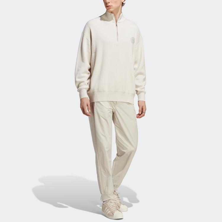 Adidas Originals Trefoil Club Knit Pullover Sweater With Solid Color Logo Men Tops Alumina-Brown IA2480