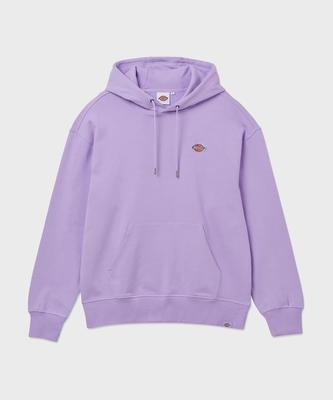 French Terry Relaxed Small Embroidered Logo Hoodie Purple Rose