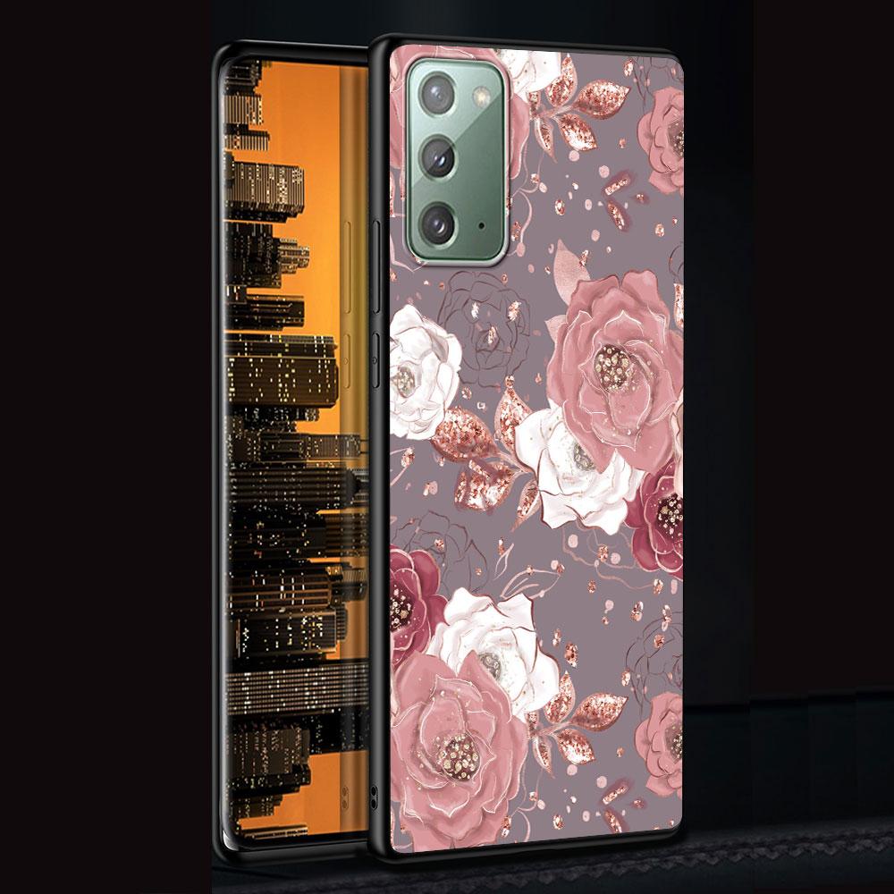 Rose Love Heart Gold Case for Samsung Galaxy Note 20 Ultra 10 Plus 9 8 TPU Phone Cover Note 10 Lite Soft Shell Funda Capa