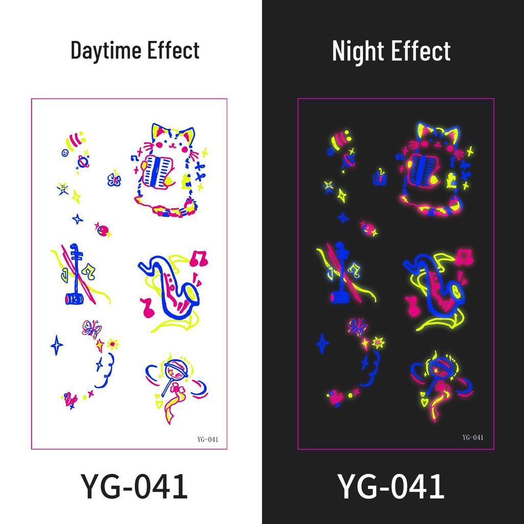 Neon Glow Music Festival Tattoo Stickers: Bright Fluorescent Designs for Concerts and Parties