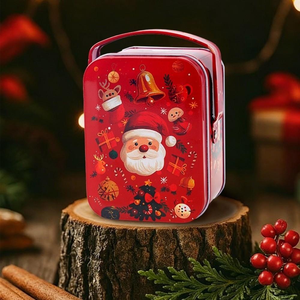 Cartoon Christmas Gift Box Tinplate Christmas Decoration Christmas Candy Box Portable Party Supplies Candy Storage Containers