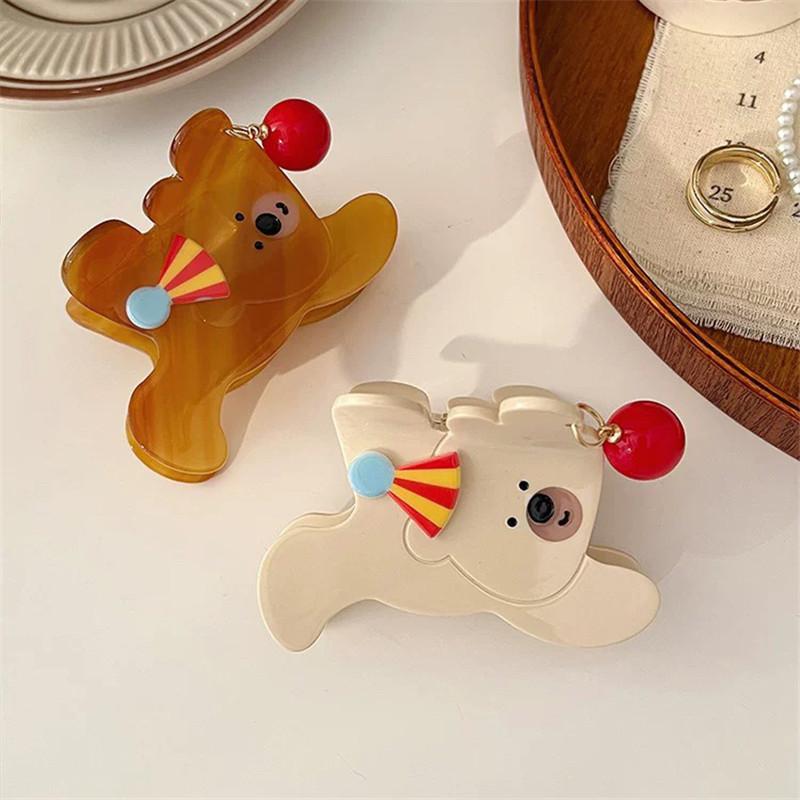 Große Haarklammern mit Cartoon-Bär für Frauen, elegante Acryl-Haarnadeln, Krabben-Haarspange, Kopfbedeckung, koreanisches Haar-Accessoire für Mädchen