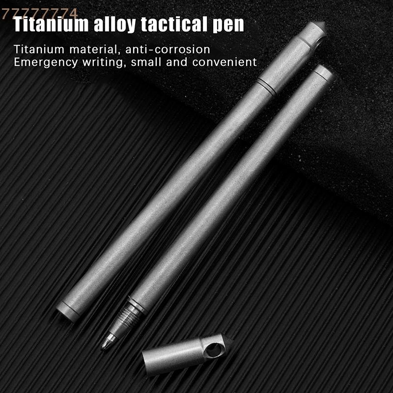 Mini Portable Titanium Ballpoint Pen EDC Keychain for Outdoor Camping Hiking Survival
