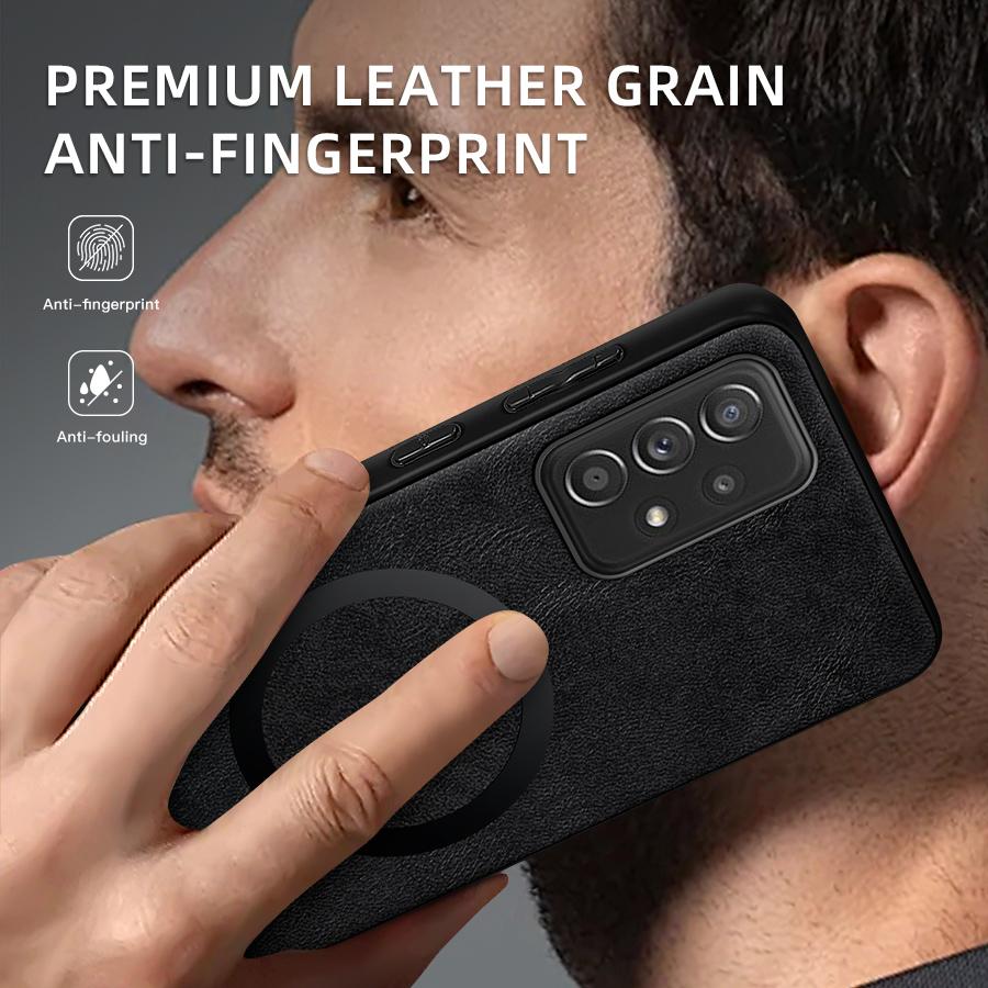 Classic Leather Wireless Charging For Magsafe Magnetic Case For Samsung Galaxy A52 A52S 4G 5G Soft Back Cover