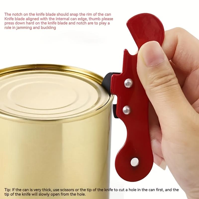4PCS Portable Bottle Opener Stainless Steel Safety Side Cut Manual Can Opener Ergonomic Can Opener Multifunctional Kitchen Tools