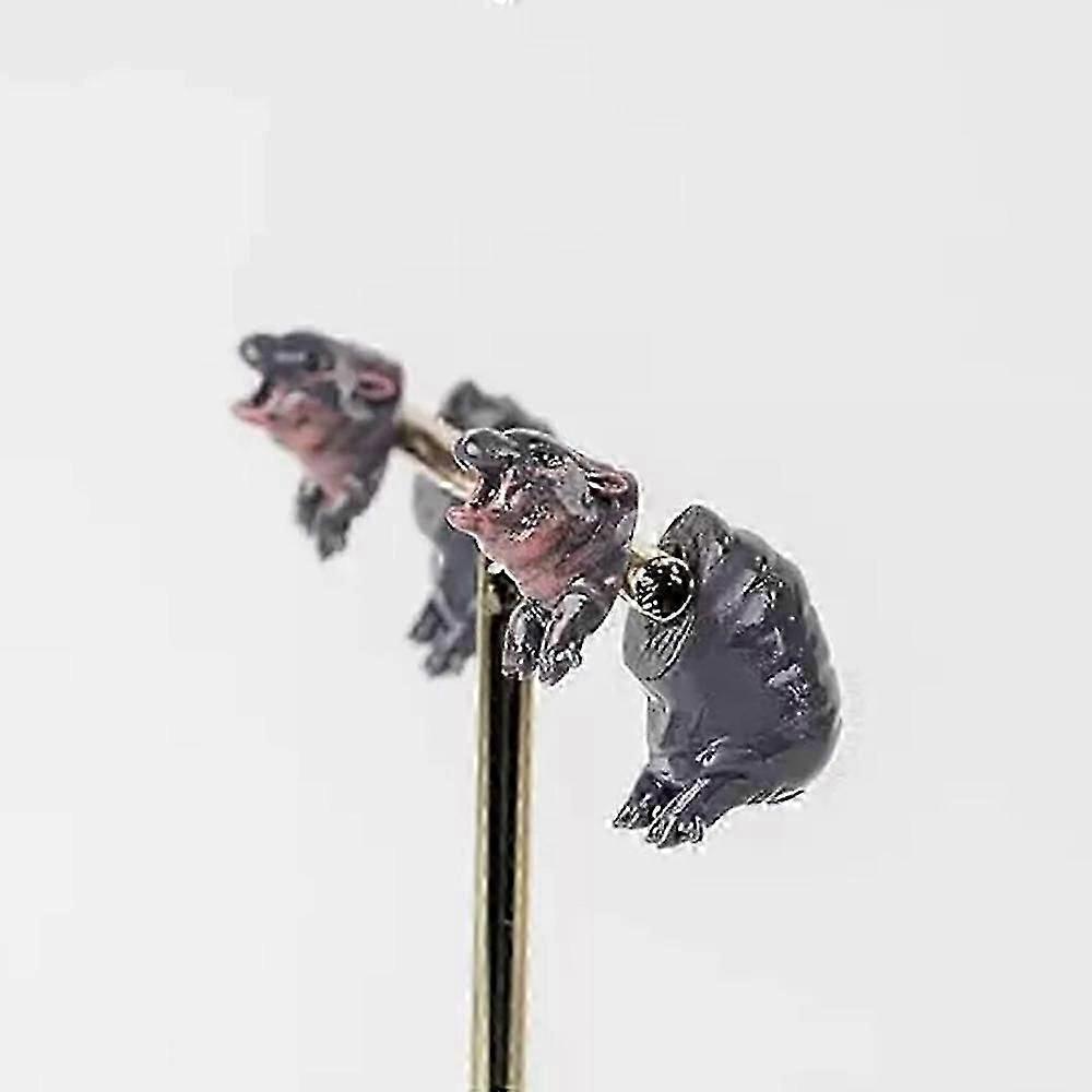 Pygmy Hippo Earrings, Handmade Moo Deng Hippo Earrings 3D Hippo Statue Earrings