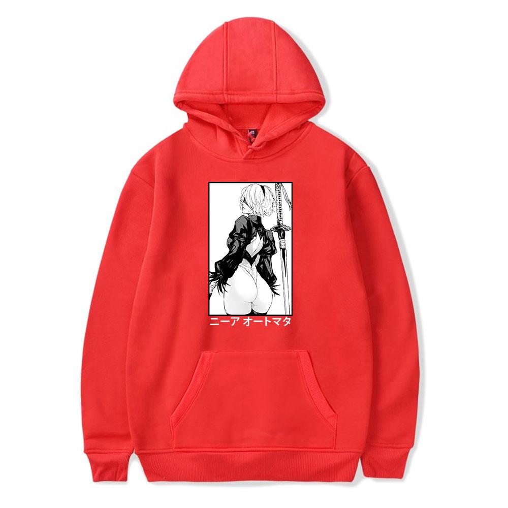 Nier 2B Gaming Waifu Anime Vintage 90er Hoodie Herren und Damen Harajuku Hip-hop Sport Frühling Sweatshirt Pullover Oberbekleidung