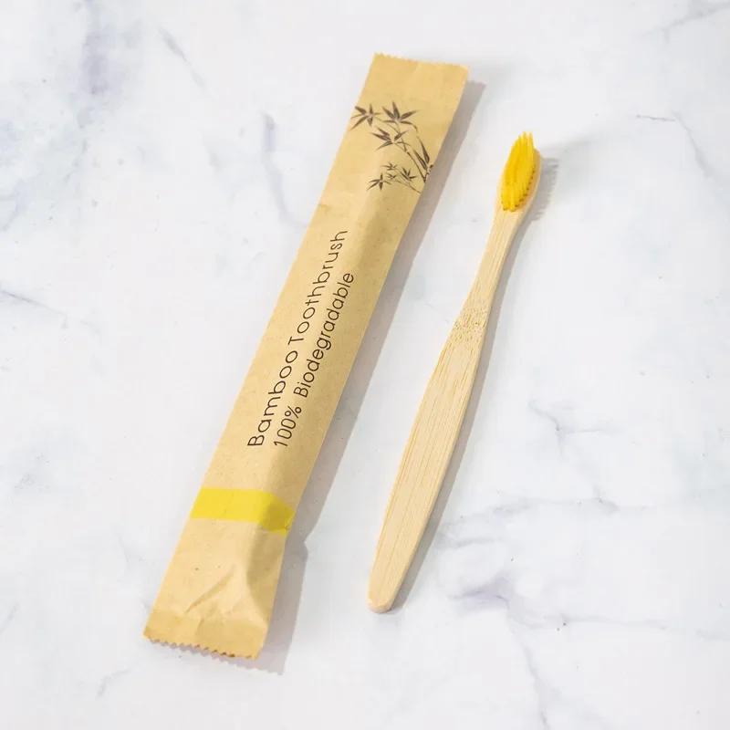 

1pcs Bamboo Toothbrushes Portable Eco Friendly Wooden Tooth Brush For Adults Toothbrushes Soft D Ental Oral Care жовтий