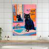 Maximalist Bathroom Cat Art Poster Wash Your Paws Quotes Prints Trendy Cat Poster Colorful Bathroom Art Canvas Painting Decor