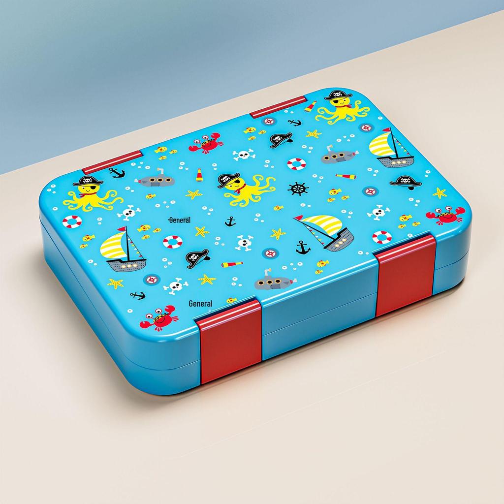 Kids' Double Buckle Cartoon Bento Lunch Box - Microwaveable, Portable, Large Capacity