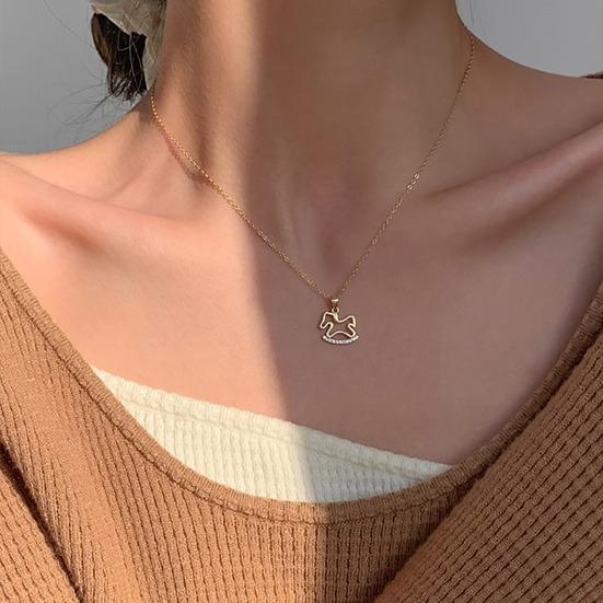 Rocking Horse Pendant Necklace Women Horse Charm Necklace Cute Rhinestone Rocking Horse Necklace Gift for Wife Girlfriend