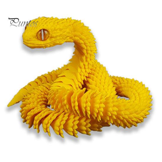 Lifelike Snake Sculpture 3D Printed Figurine Movable Joints Figure Articulated Animal Decor Model Toy Home Office Bookshelf Desktop Decoration