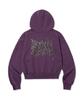 W Leopard Tag Crop Hoodie - Purple
