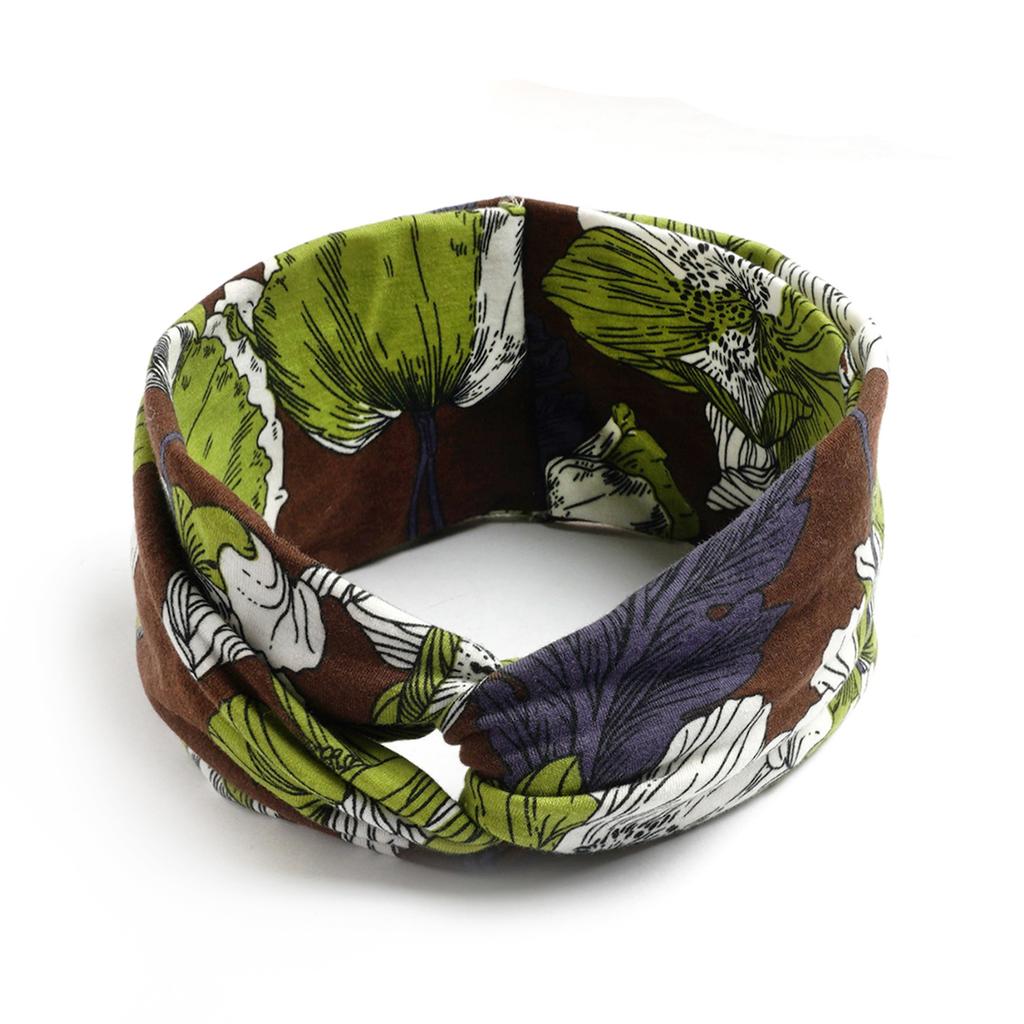 Bohemian Cross Knotted Headband Gypsy Yoga Sports Headband Wide Female Stretch Headband