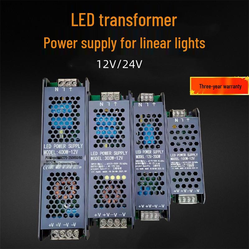 Black King Kong Ultra-Thin LED Power Supply 220V To 12V/24V, 100-400W Transformer Adapter