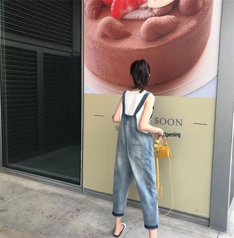 Women's Soft, Cute, Loose-Fit Summer Overalls - Youthful Student Jeans